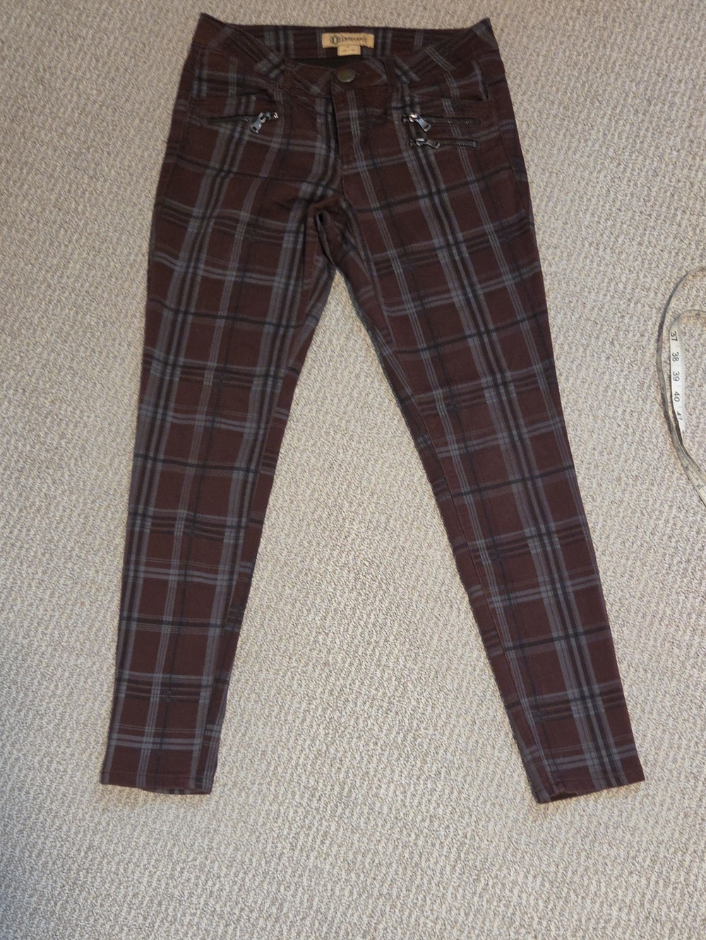 Vintage Democracy Plaid Brown Women's Skinny Pants